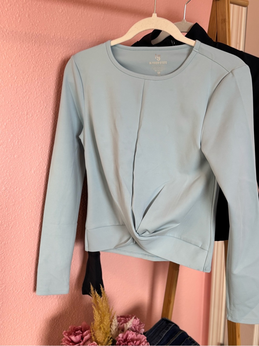 Light Blue Twist-Knot Long Sleeve Sweatshirt by LC Lauren Conrad